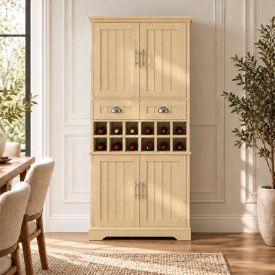 70.9" Tall Farmhouse Bar Cabinet with Removable Wine Rack, Multi-Tier Pantry Storage Hutch with Drawers and Adjustable Shelves for Dining Room