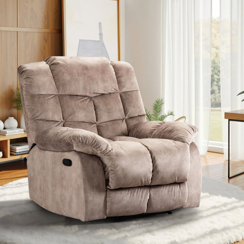 Fauteuil inclinable manuel manuel pour salon avec coussins inclinables en tissu respirant, Brun
