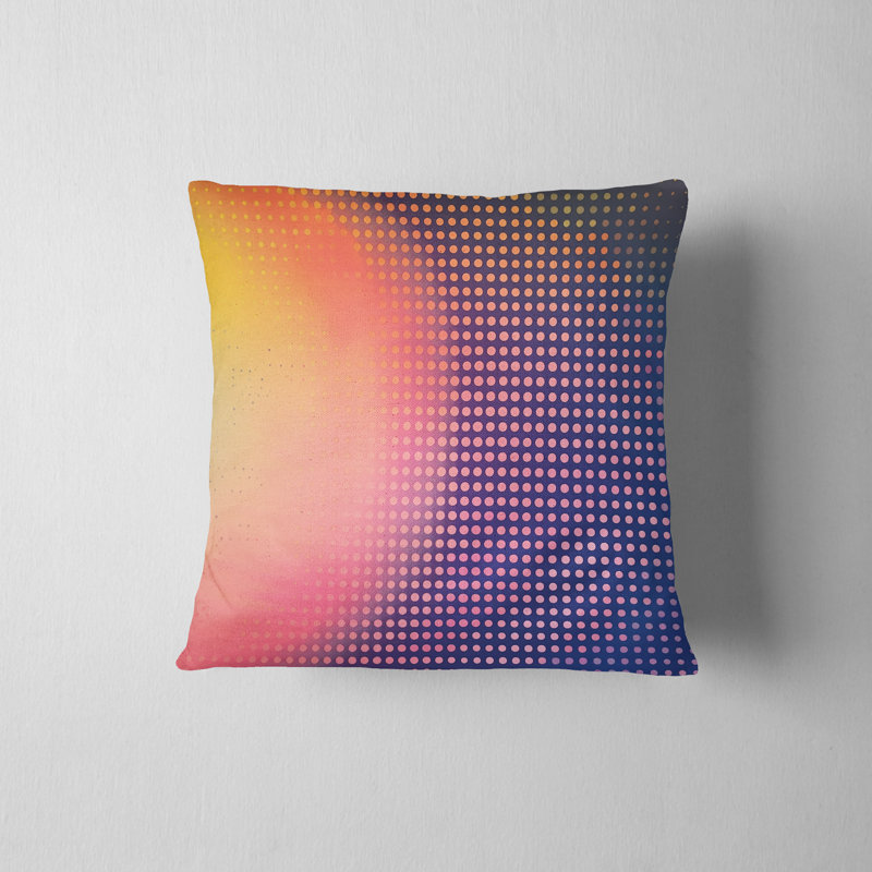 Housse de coussin réversible, H 16 po x l 16 po, Jaune / mauve / pois