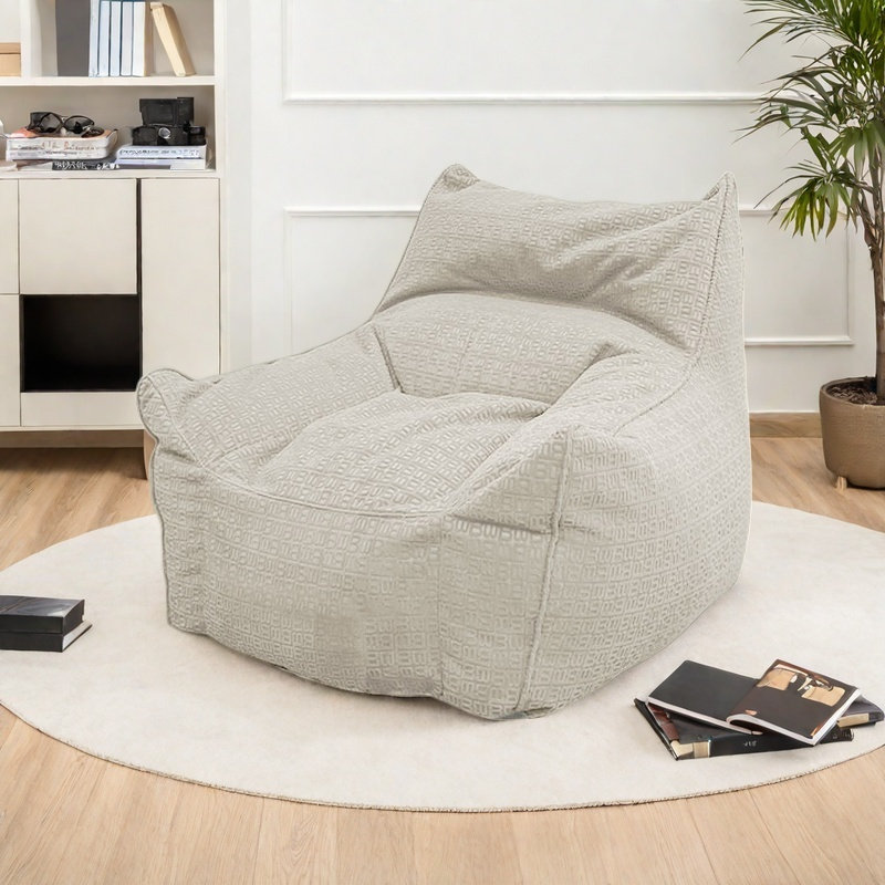 Retro Lazy Bean Bag Sofa, White Polyester