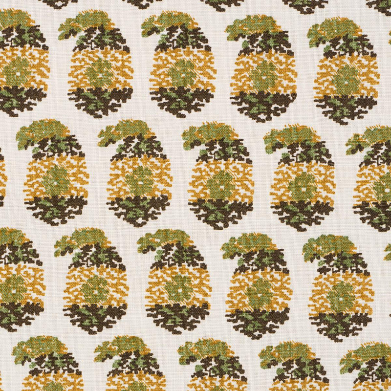 Schumacher X Rita Konig Terry Fabric, Ochre/Green