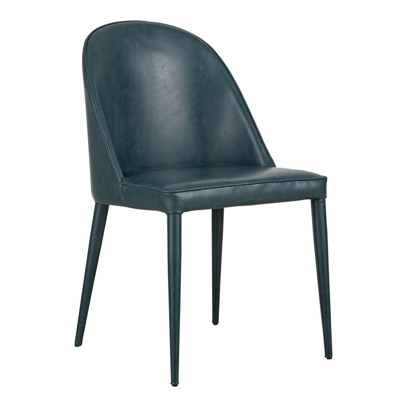 Upholstered Side Chair in Grey, Dark Teal Faux Leather