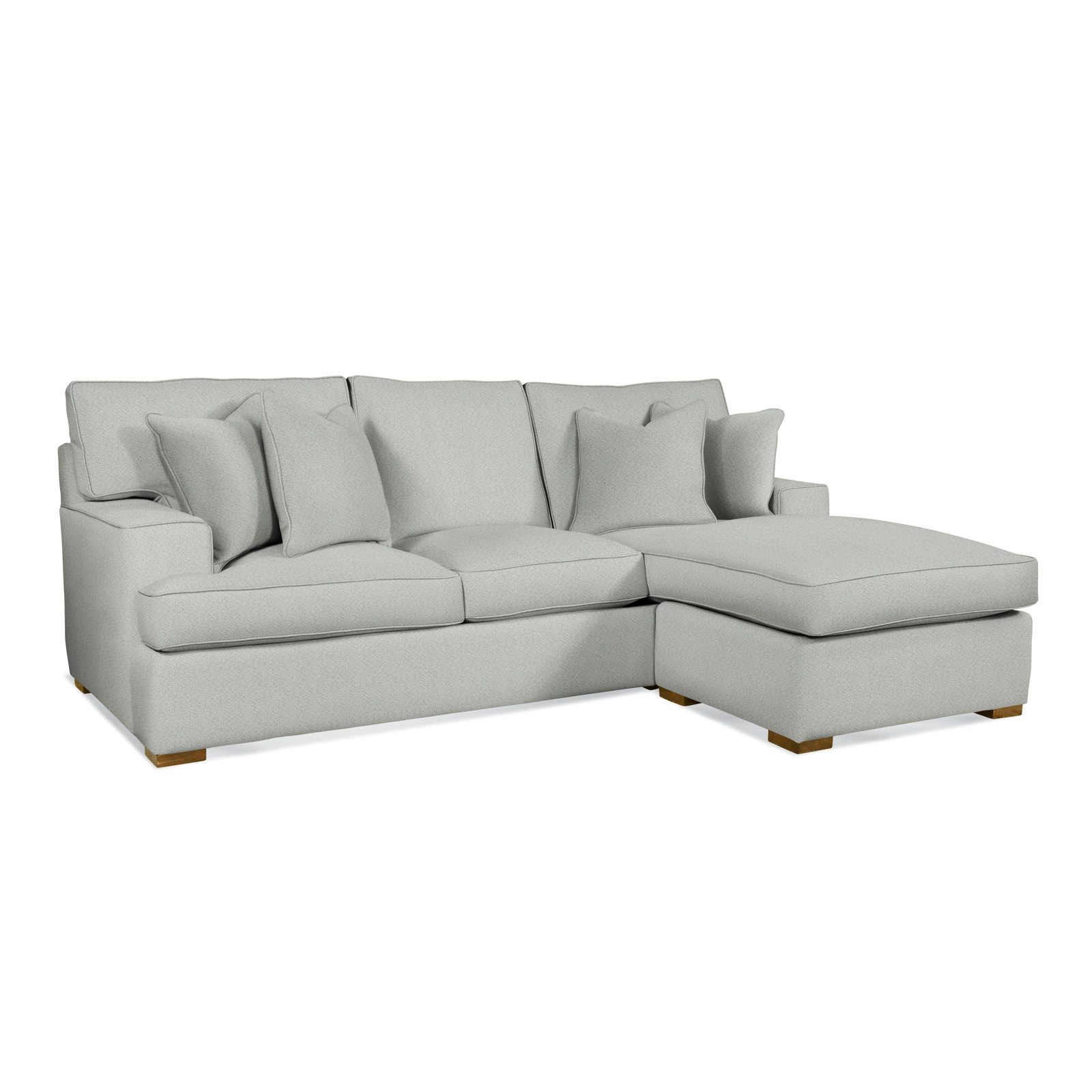 Sadie 97" Wide Reversible Sofa & Chaise with Ottoman, Havana Finish, Green and Blue Stripe; 0252-54