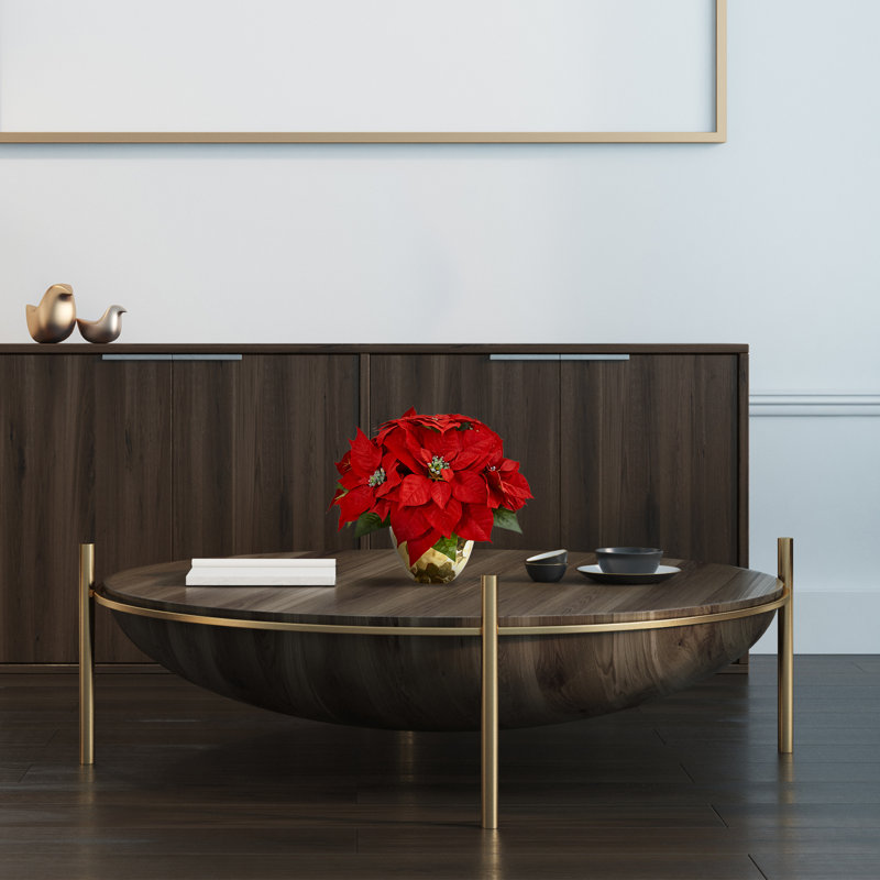 Ensemble de poinsettia de plantes artificielles dans un vase décoratif