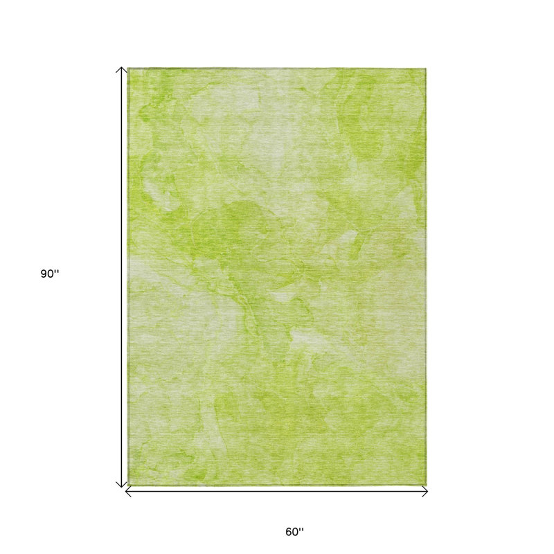 HomeRoots 5' X 8' Artichoke Green And Lime Green Nautical Washable Indoor Outdoor Area Rug