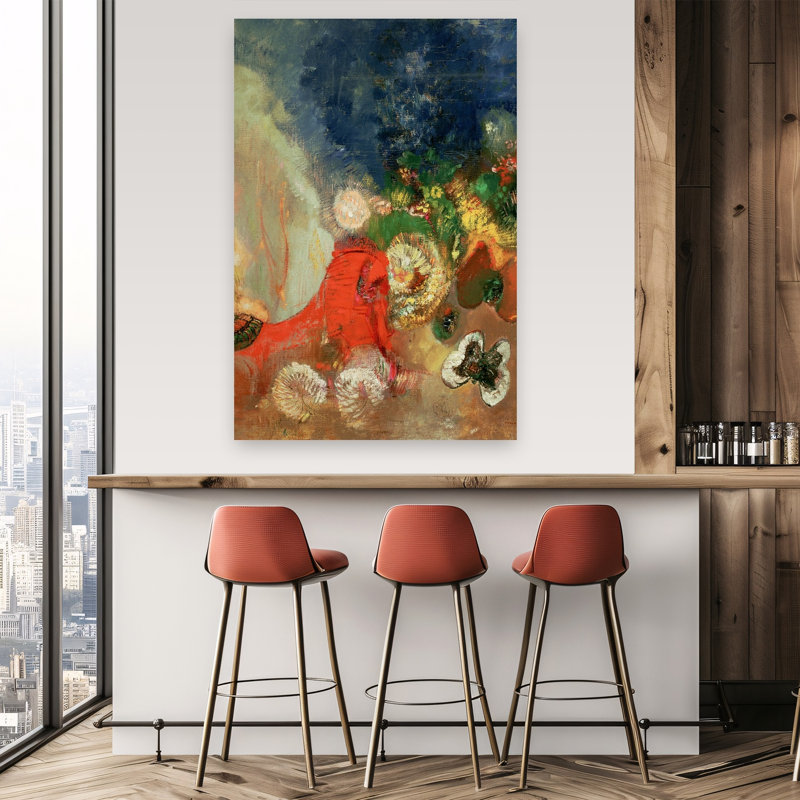 The Red Sphinx, C.1912 Abstract Contemporary Butterfly Wall Art Print by Odilon Redon - Wrapped Canvas Print