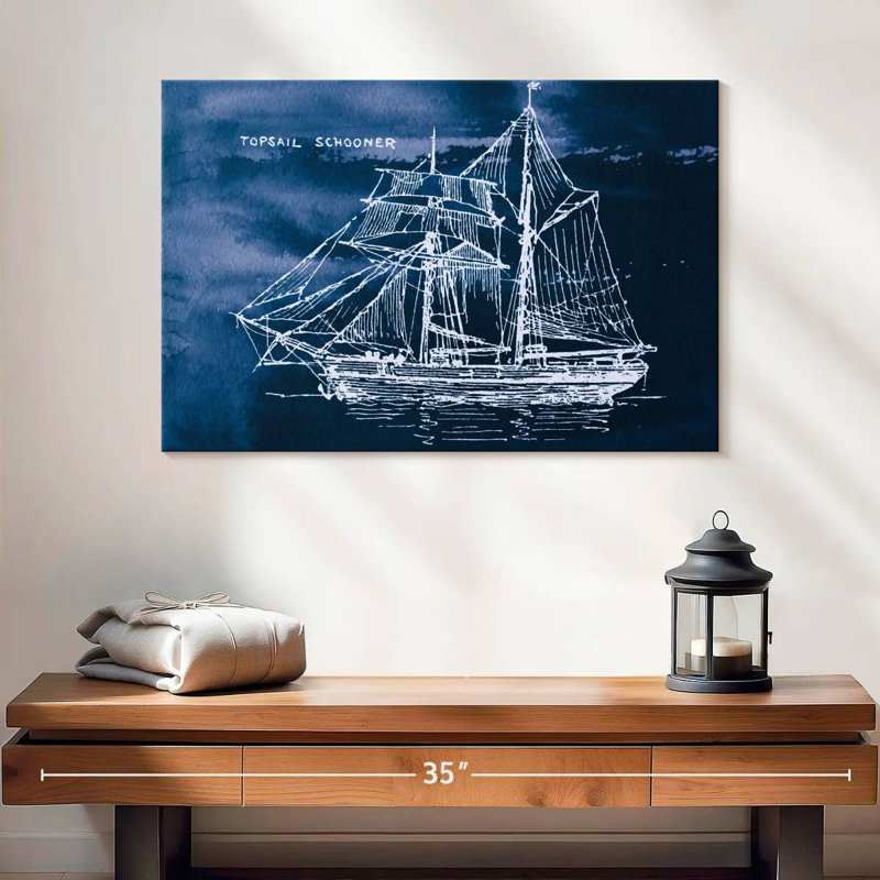 Mehar Sailing Ships I Indigo, 26" H x 39" W