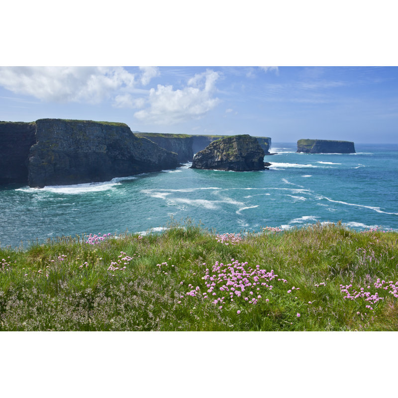 Kilkee Coastline in Spring 1 Piece Wrapped Canvas Wall Art, 61cm H x 91cm W x 3.8cm D