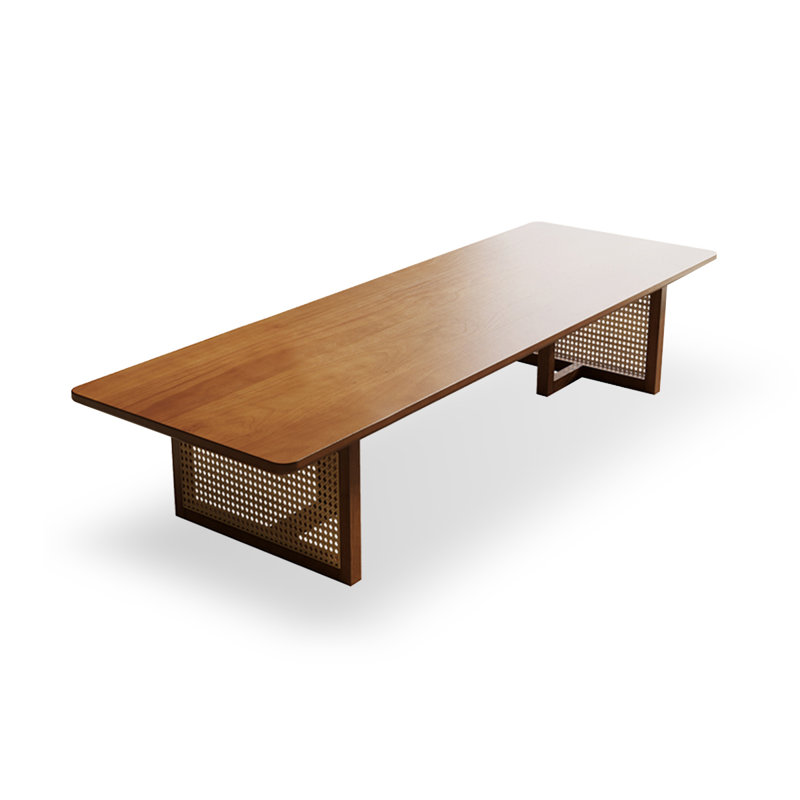 Brown Rectangular Solid Wood Coffee Tables, 13.78" H x 62.99" L x 23.62" W