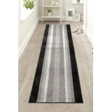 Geometric Square Black Gray Slip Resistant Medium Pile Rug