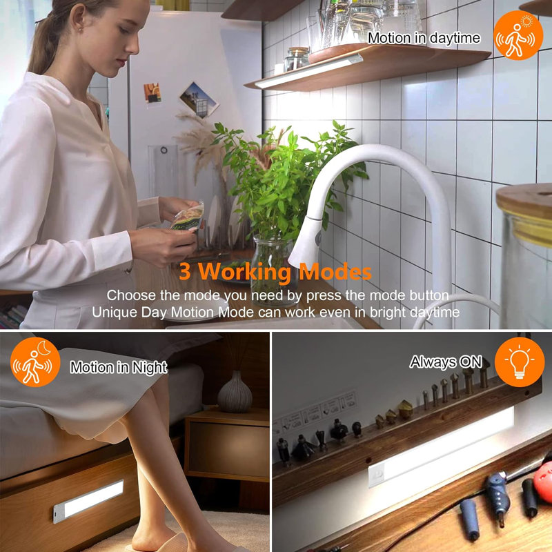 12" Rechargeable Under Cabinet Light with Motion Sensor 3 CCT