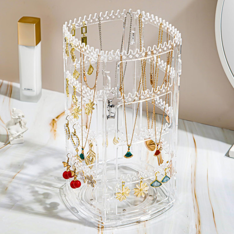 Support à bijoux rotatif à 360 ° pour boucles d'oreilles et colliers