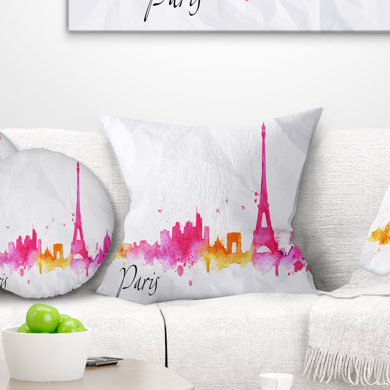 Coussin Paris - Silhouette, 18 po x 18 po, Blanc, Coussin décoratif