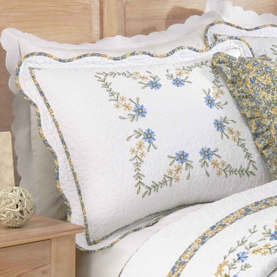 Heather Floral Embroidered Single Pillow Sham