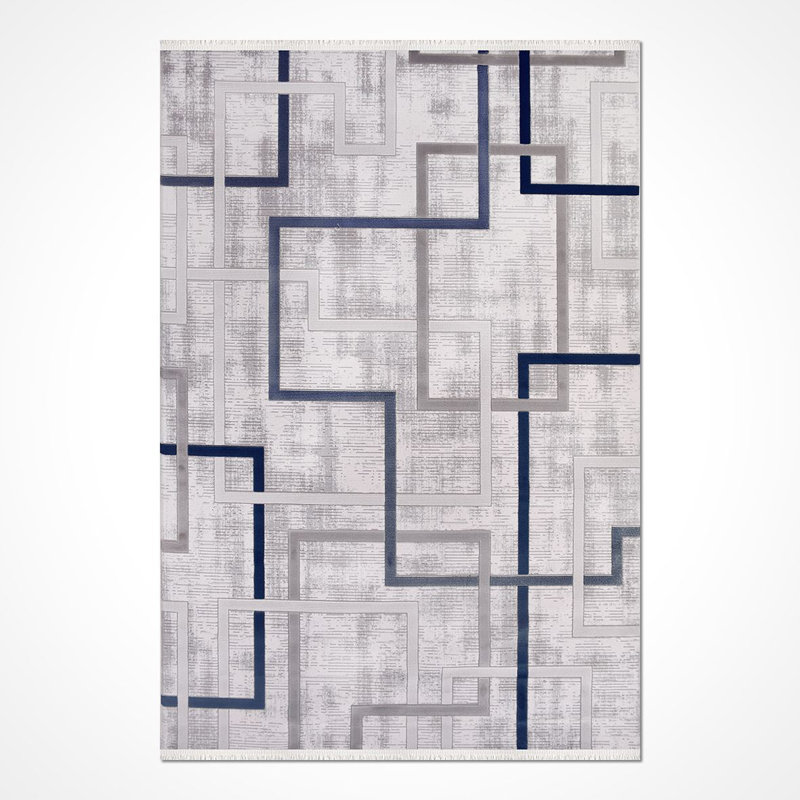 Tapis moderne / abstrait beige lavable à la machine antidérapant, Rectangle de 2 pi 7 po x 5 pi