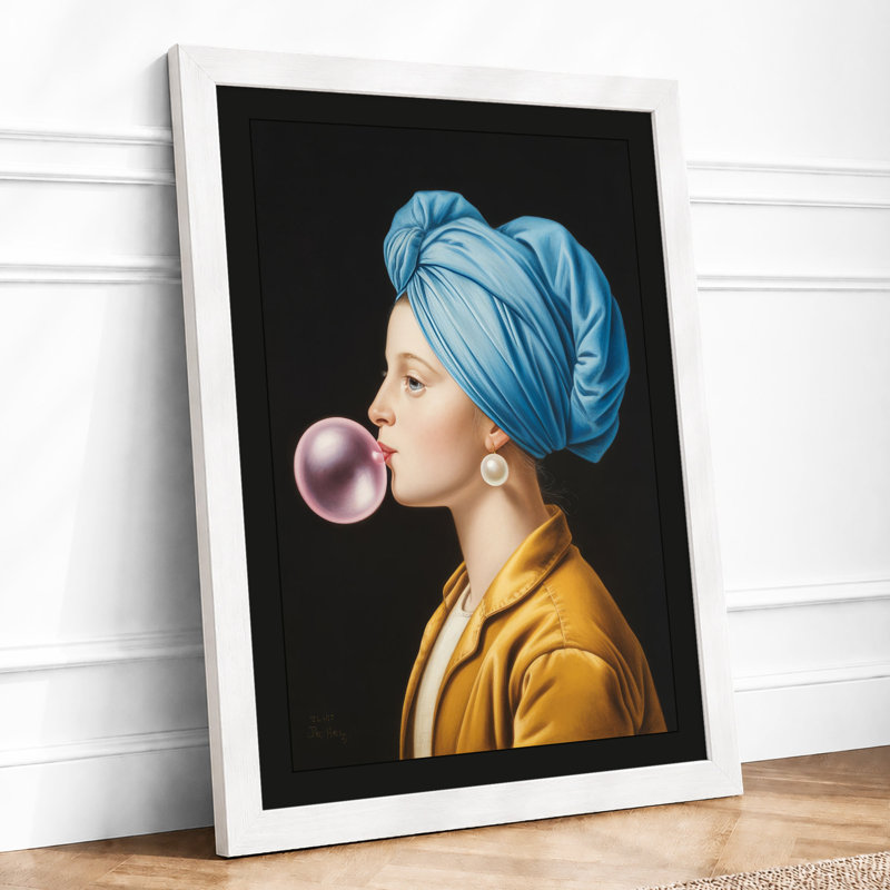 Blue Wrap Bubble Gum Modern - Framed Print, A3 - 42.0 x 29.7 cm, White