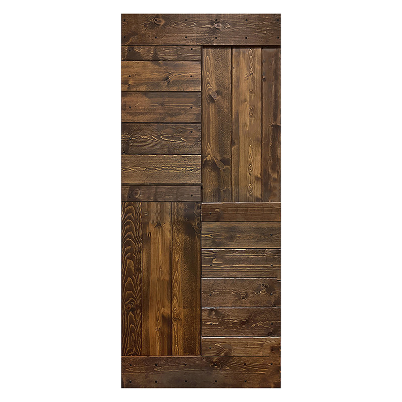 Multicolor Textured Solid Wood Sliding Barn Door Slab