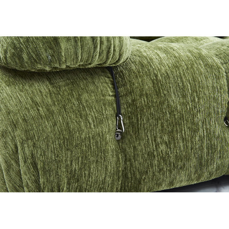 Gylfi 114'' Upholstered Reclining Sofa, Olive
