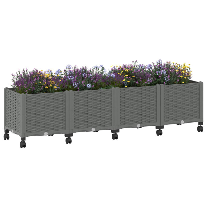 Elevated Planter, 48cm H x 160cm W x 40cm D, Light Grey
