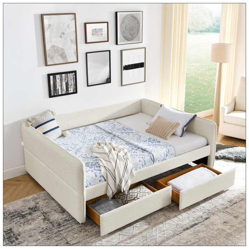 Lit pour chambre à coucher, Beige, Grand lit