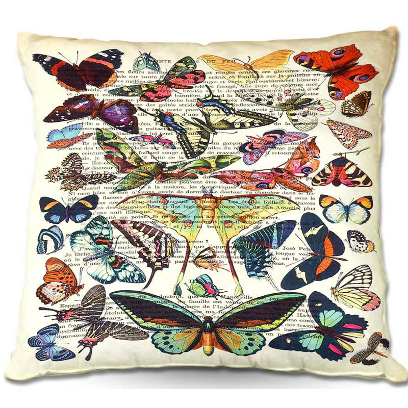 Coussin papillons, H 18 po x l 18 po x P 5 po