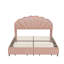 Structure de lit tapissier à DEL intelligente avec tiroirs de rangement et tête de lit chic à deux pétales, idéale pour la chambre des filles et un sommeil confortable