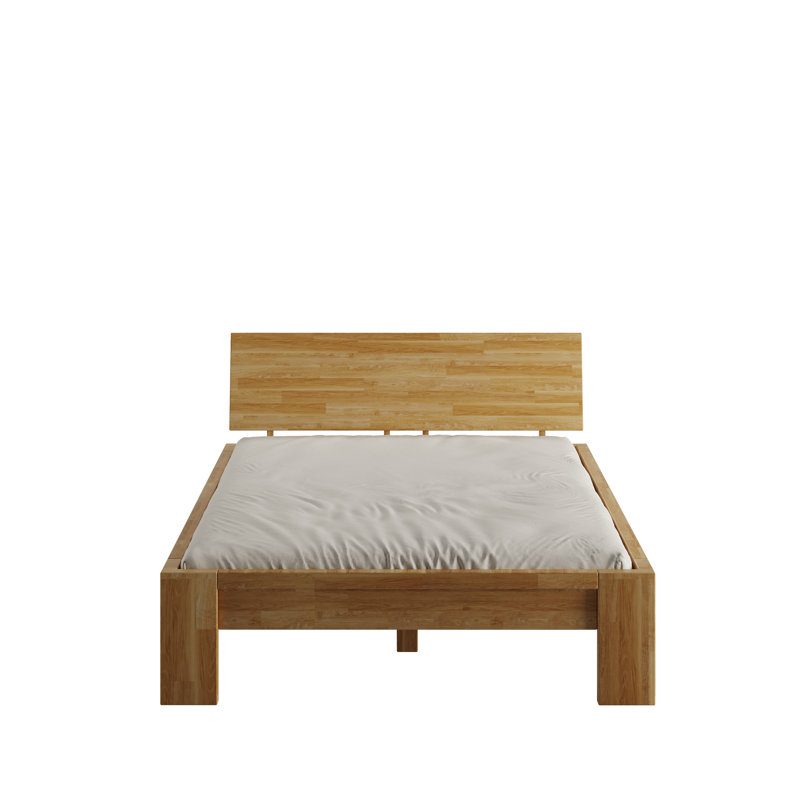 Daezon Solid Wood Bed, European Double (140 x 200cm), Brown