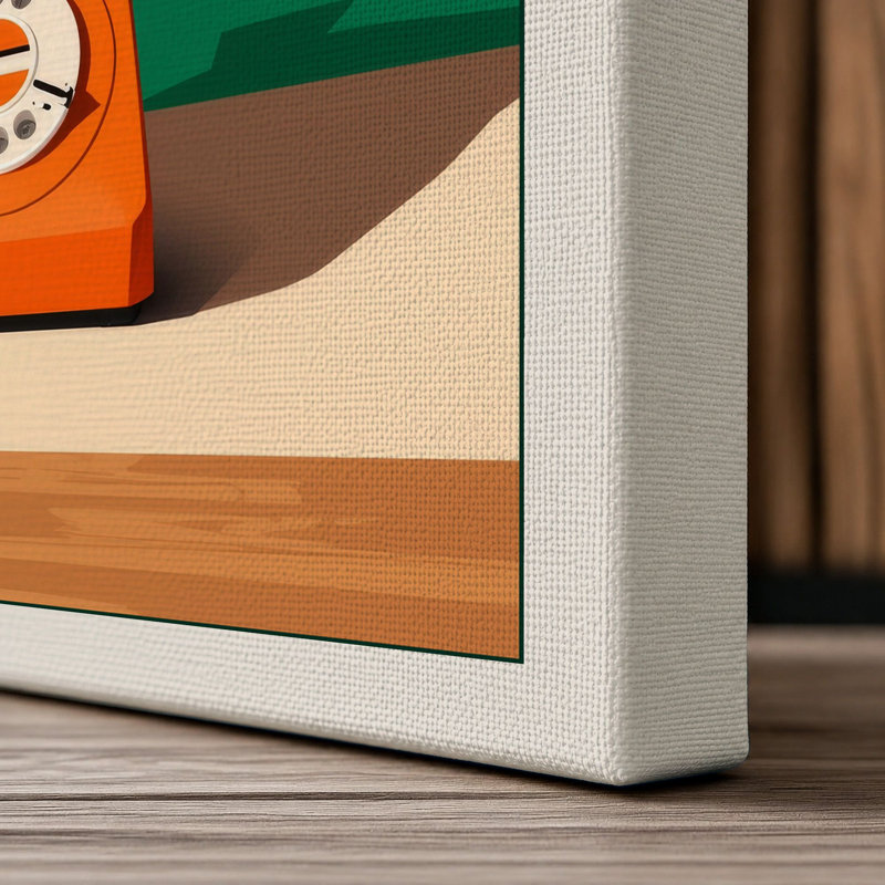 Telephone Call Retro - Wrapped Canvas, 24x16 - 61.0 x 40.6 cm, Cream Border