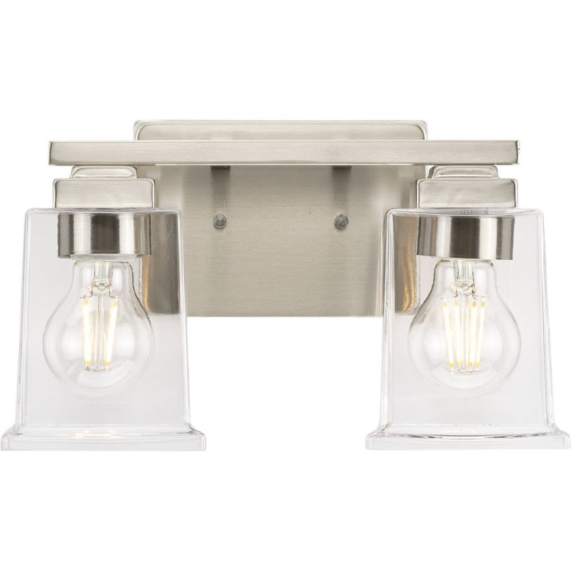 Gilmour Brushed Nickel 2-Light Vanity with Clear Glass Shades