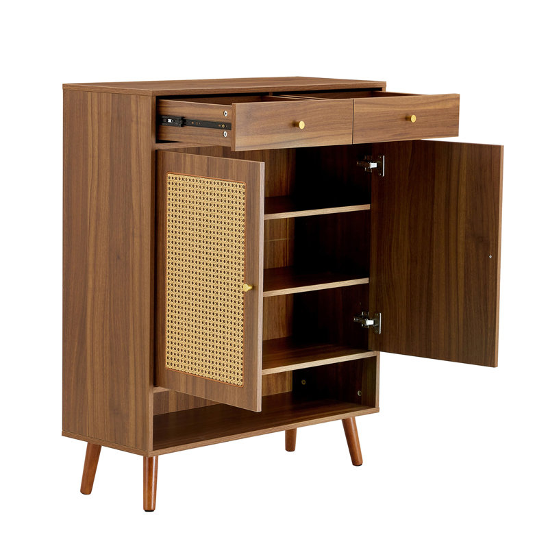 Multi-functional Modern Minimalist MDF Shoe Cabinet - Seamlessly Fits into Nordic, and Industrial Style Interiors, Walnut