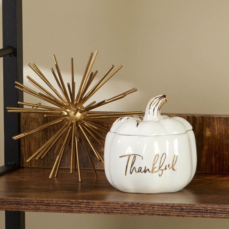 Bol décoratif en forme de citrouille blanche Thankful