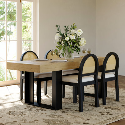 Ensemble de table de salle à manger avec table de salle à manger extensible rectangulaire et chaises rembourrées