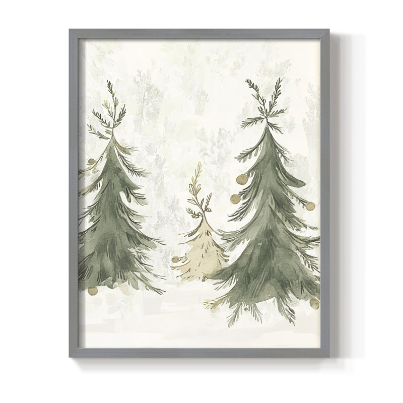 «Christmas Holiday Art» CECXCI, reproduction d'art encadrée - bois massif, Gris, H 30 po x l 24 po