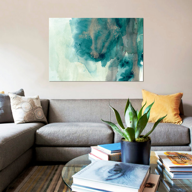 «Hydro I», reproduction de peinture acrylique sur toile tendue, H 40 po x l 60 po x P 1,5 po, Toile tendue, Pas de tapis