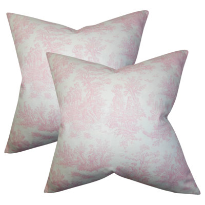 Toile Cotton Throw Pillow