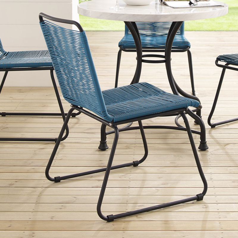 Travers Indoor/Outdoor Stackable Wicker Dining Side Chair, Peacock
