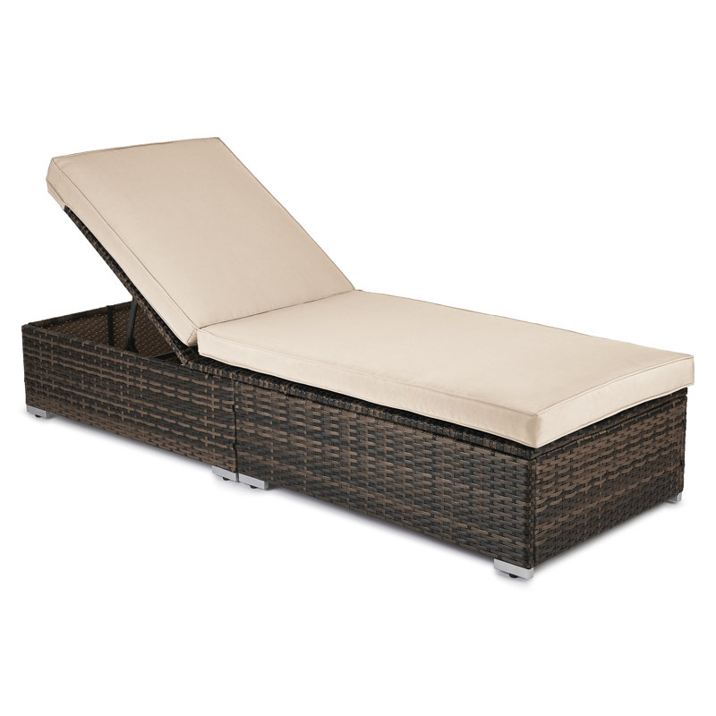 Chaise longue double avec coussins et table Botarf, Beige