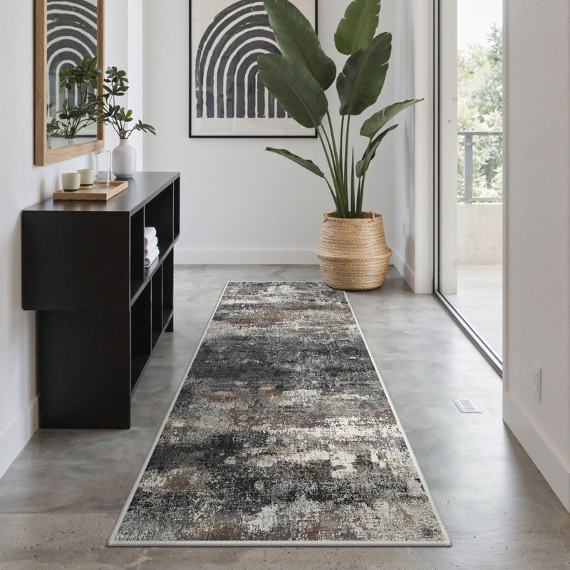 Tapis gris foncé Pavelina, Dark Grey, Runner 2' x 7'