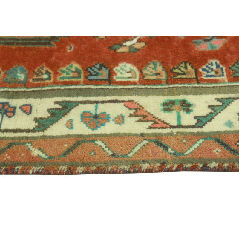 One-of-a-Kind 3'3" X 9'6" 1980s Runner Wool Area Rug in