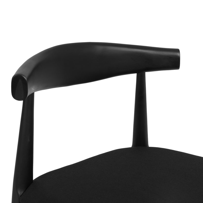 Solid Wood Bar Stool With Footrest 2 Packs, Black Seat/Black Frame