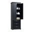 Grande armoire de rangement avec trois tiroirs pour salle de bain / bureau, noir-130067330
