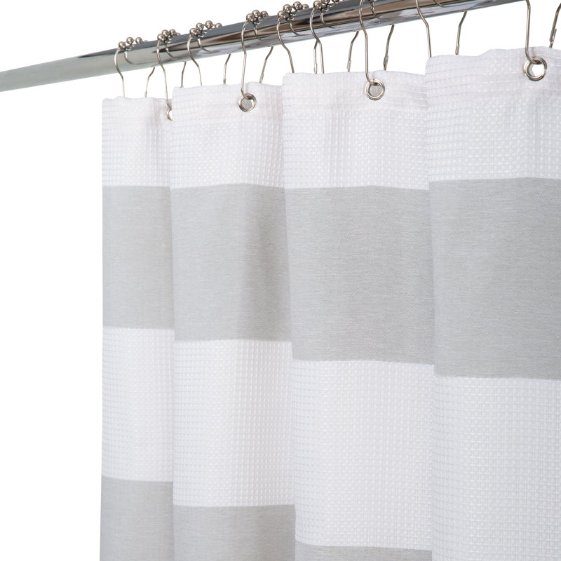 Jacquard Weave Striped Shower Curtain, Gray