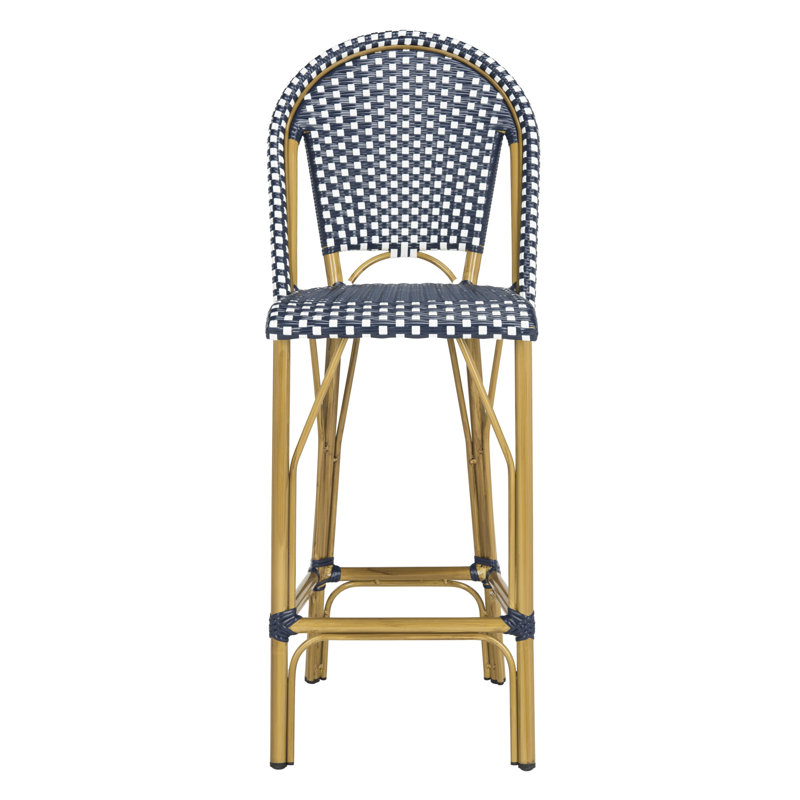Tabouret de bar Elle, Bleu marine / blanc