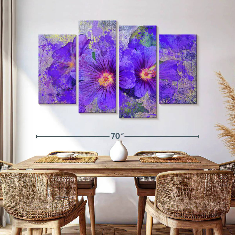 Fleurs mauves Harnek, H 42 po x l 68 po