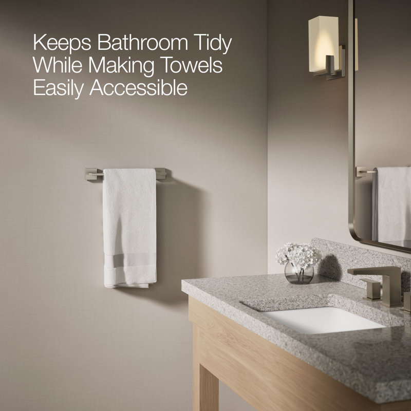Square Towel Bar, 12"W, Vibrant Brushed Nickel