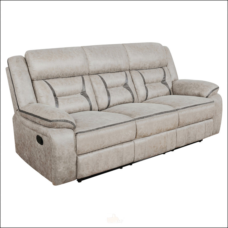 Canapé capitonné taupe avec accoudoirs coussinés, H 40 po x l 87 po x P 38 po, Taupe