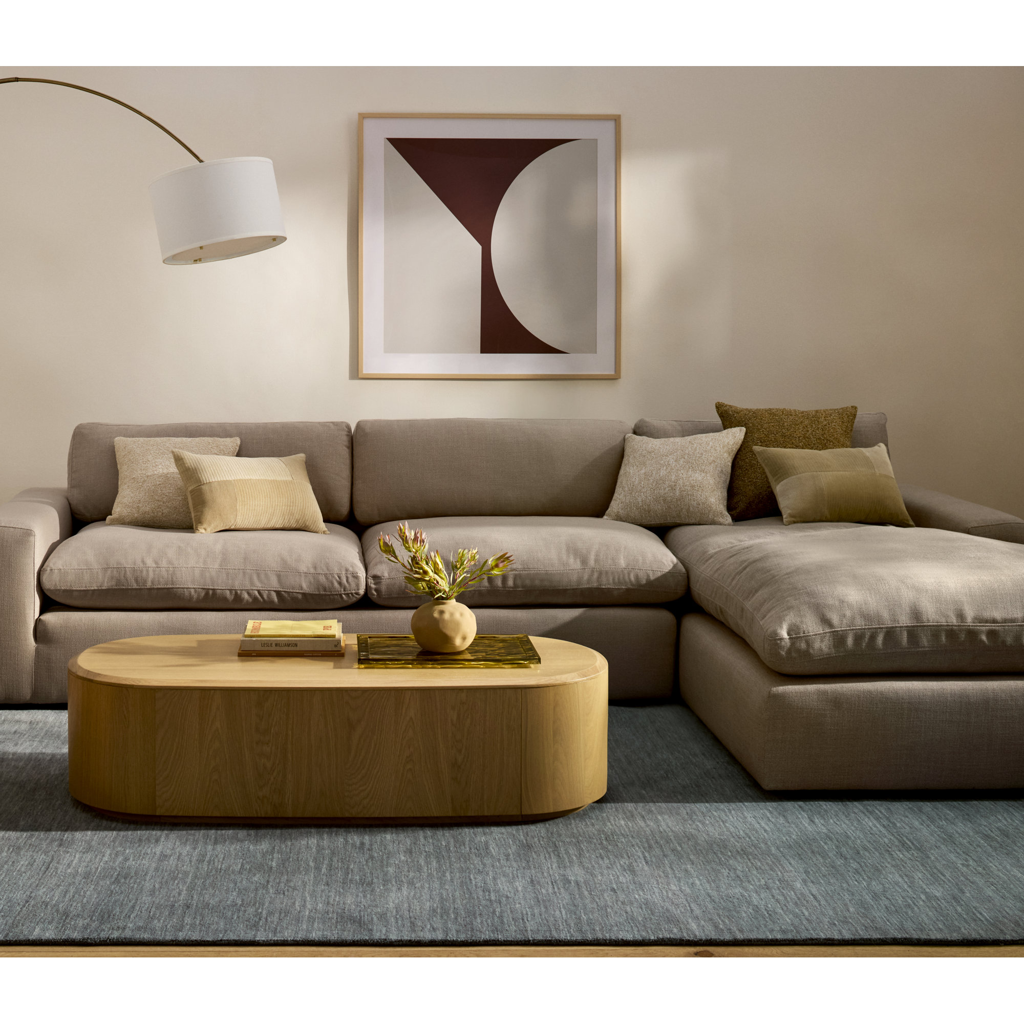 Asher 2 - Piece Upholstered Chaise Sectional, Effie Flax Performance Linen, Right Hand Facing