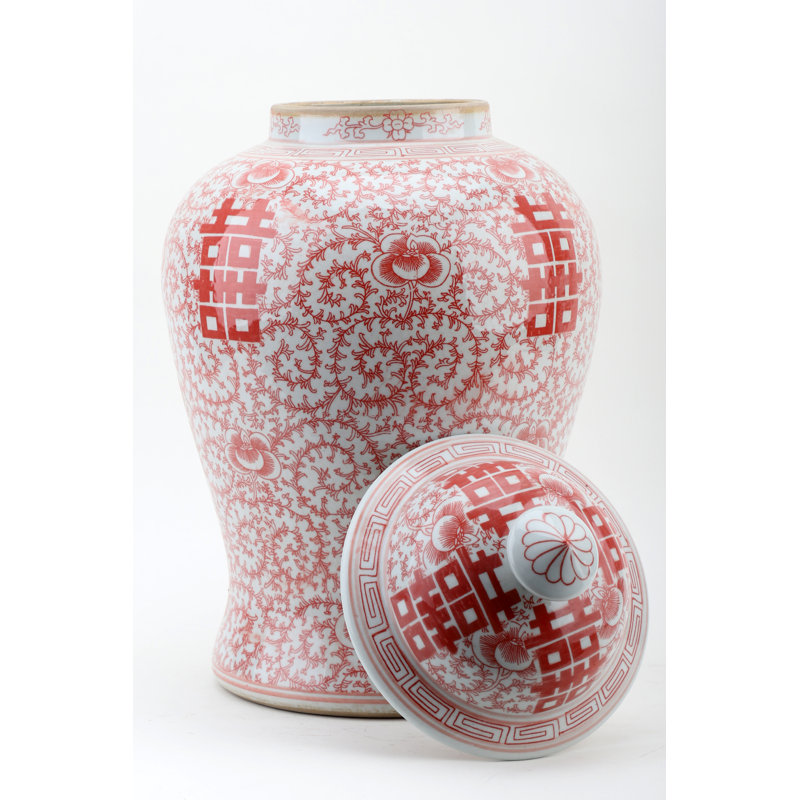 Handmade Porcelain China Jar, 19.5" H x 11.5" W x 11.5" D