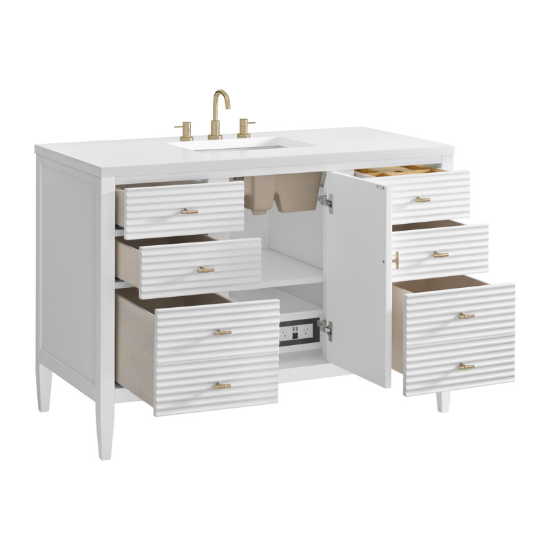 Myrrin 48'' W Single Vanity, White Zeus, Bright White, 8" Widespread