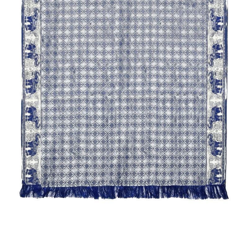 Thai Elephant Argyle Pattern Blue Rectangle Table Cloth